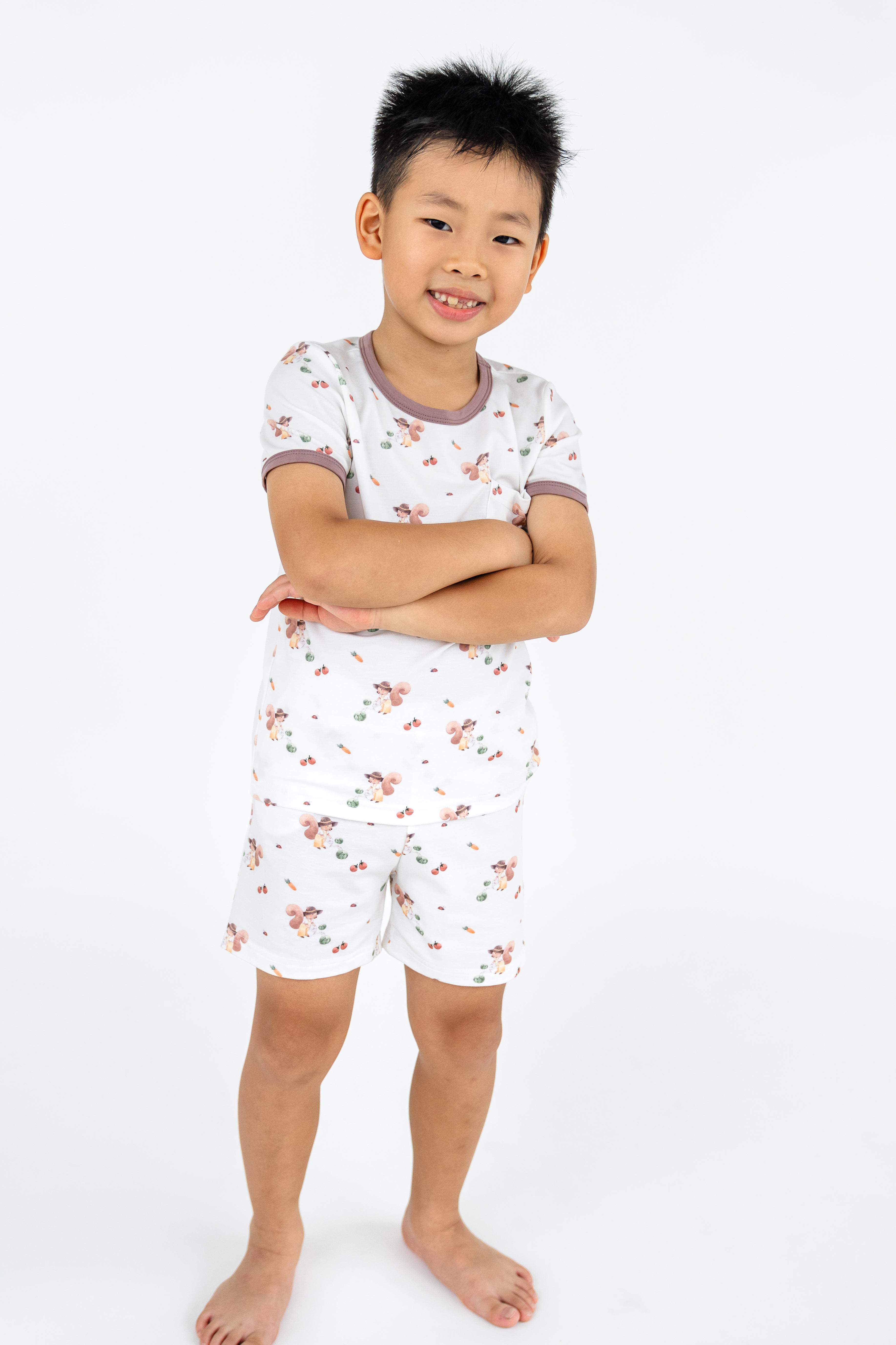 Farmer Squirrel Ultra Soft, hypoallergenic and breathable TENCEL™ Short Sleeve Tshirt and shorts set